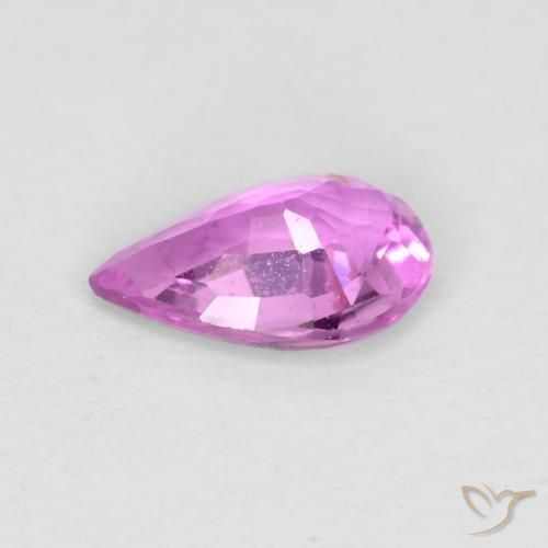 Zafiro Púrpura rosáceo intenso natural de 0.50 ct, En forma de pera, VVS-VS