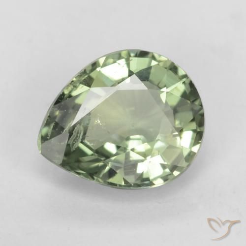 0.79ct Natural Medium Light Green Zafiro, En forma de pera, VS