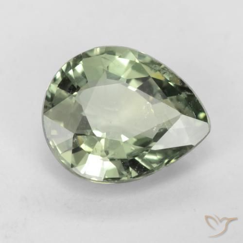 Zafiro Medium Light Green natural de 0.79 ct, En forma de pera, VS