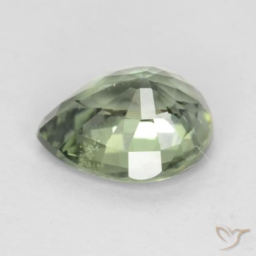 Zafiro Medium Light Green natural de 0.79 ct, En forma de pera, VS
