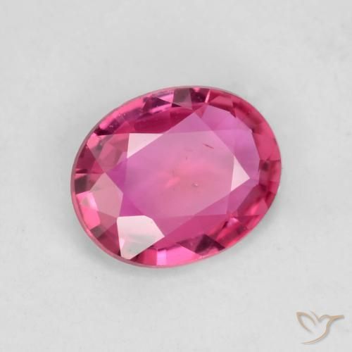 Zafiro Rosado oscuro medio natural de 0.42 ct, Ovalada, VS