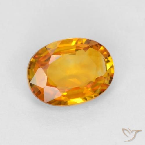 Zafiro Naranja medio natural de 0.82 ct, Ovalada, VVS-VS