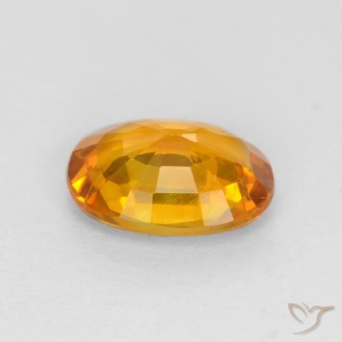 Zafiro Naranja medio natural de 0.82 ct, Ovalada, VVS-VS