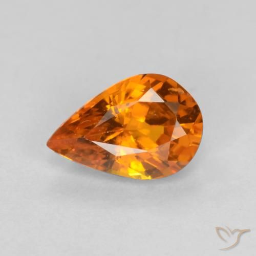 0.54ct Natural Naranja oscuro Zafiro, En forma de pera, VS