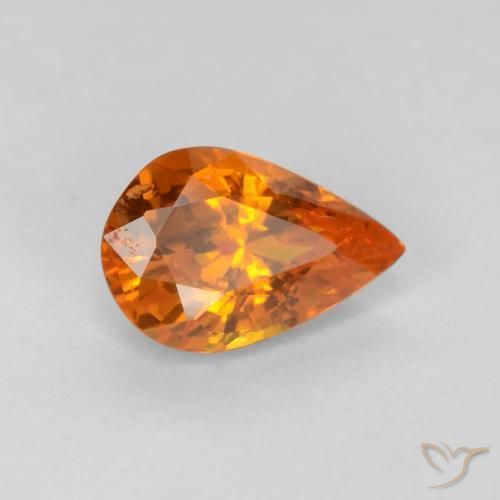 Zafiro Naranja oscuro natural de 0.54 ct, En forma de pera, VS
