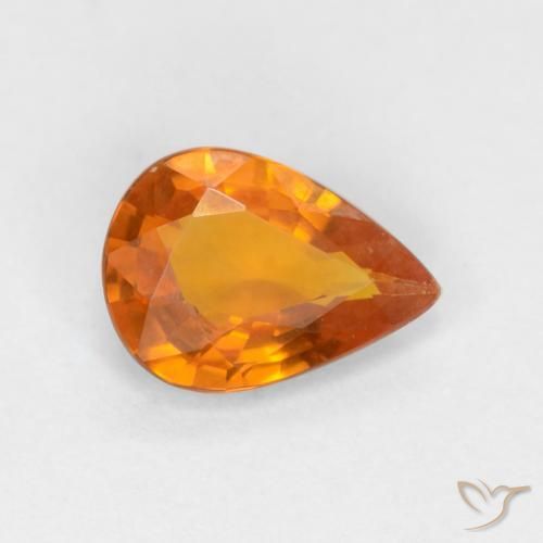 Zafiro Naranja oscuro natural de 0.55 ct, En forma de pera, VVS-VS