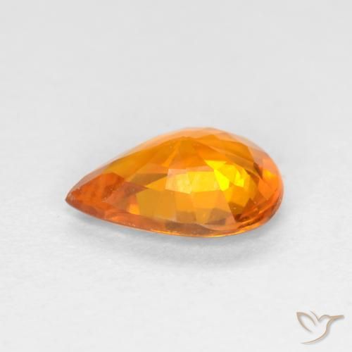 Zafiro Naranja oscuro natural de 0.55 ct, En forma de pera, VVS-VS