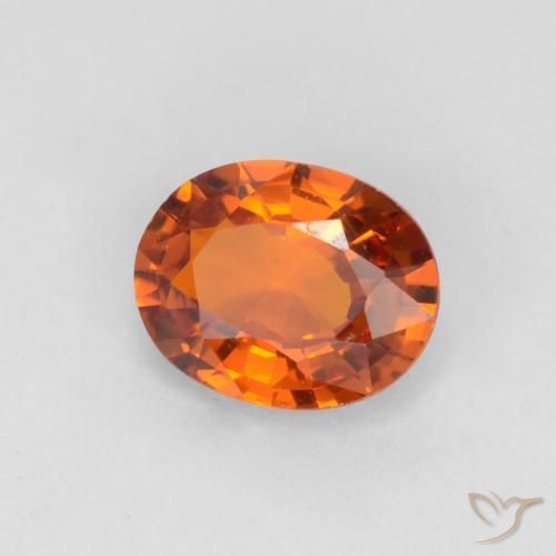 Zafiro Naranja oscuro natural de 0.58 ct, Ovalada, VVS-VS