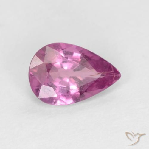 Zafiro Rosado púrpura real natural de 0.44 ct, En forma de pera, VS