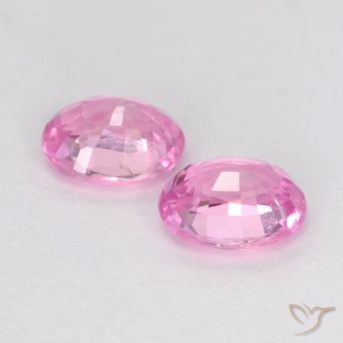 Gemas de Zafiro Rosado medio natural de 0.90 ct, Ovalada, VS-SI