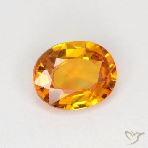 Zafiro Naranja medio natural de 0.72 ct, Ovalada, VVS-VS