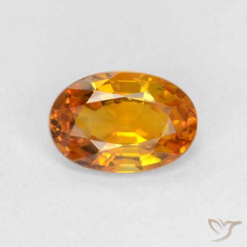 0.70ct Natural Dorado naranja intenso Zafiro, Ovalada, VS, Photo A