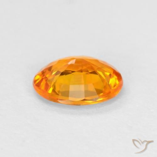 Zafiro Naranja oscuro natural de 0.49 ct, Ovalada, VVS-VS