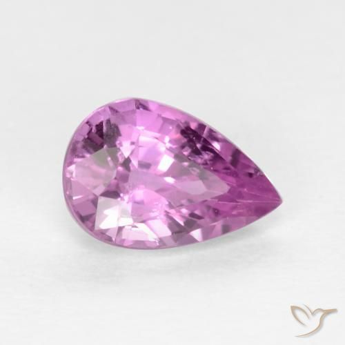 Zafiro Púrpura claro medio natural de 0.60 ct, En forma de pera, VS