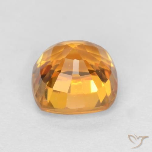 Zafiro Naranja medio natural de 0.70 ct, Forma Cojín, VS
