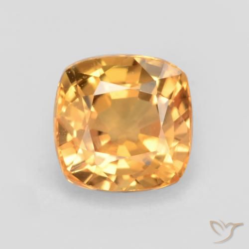 0.69ct Natural Dorado naranja Zafiro, Forma Cojín, VS