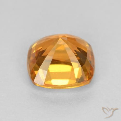 Zafiro Dorado naranja oscuro natural de 0.51 ct, Forma Cojín, VS
