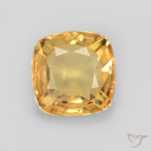 0.64ct Natural Dorado oscuro medio Zafiro, Forma Cojín, VS