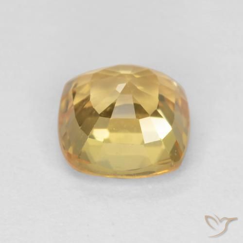 Zafiro Dorado oscuro medio natural de 0.64 ct, Forma Cojín, VS