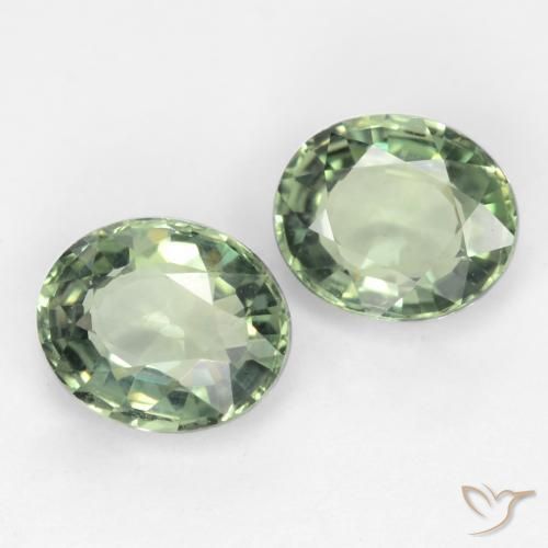 Gemas de Zafiro Medium Light Green natural de 1.58 ct, Ovalada, VVS-VS