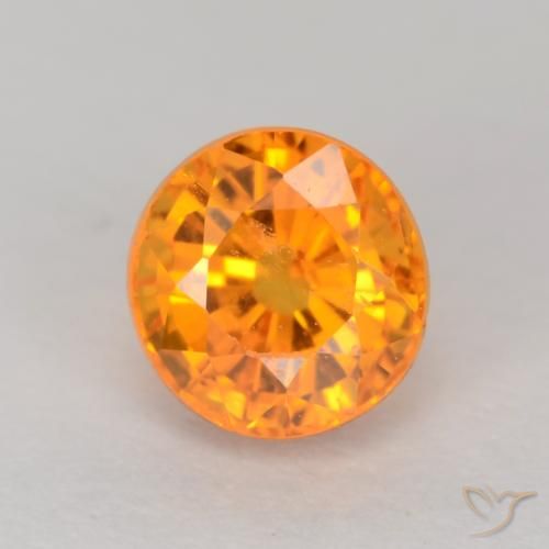 Zafiro Naranja medio natural de 0.67 ct, Corte Redondo, VS