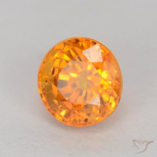 Zafiro Naranja medio natural de 0.67 ct, Corte Redondo, VS