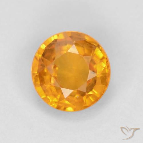 0.60ct Natural Dorado naranja oscuro Zafiro, Redondo, VS, Photo A