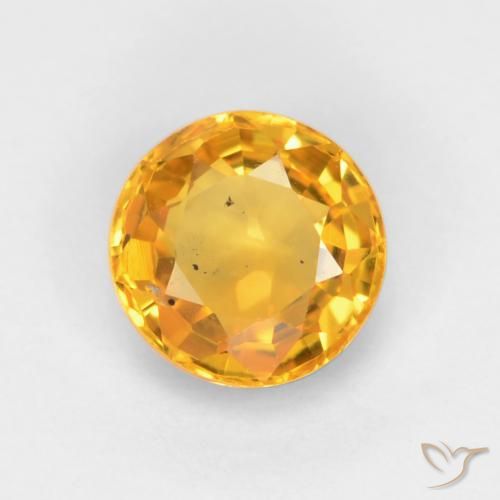 0.55ct Natural Naranja dorado intenso Zafiro, Redondo, VS-SI