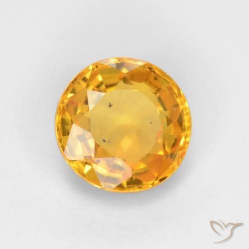 Zafiro Naranja dorado intenso natural de 0.55 ct, Redondo, VS-SI
