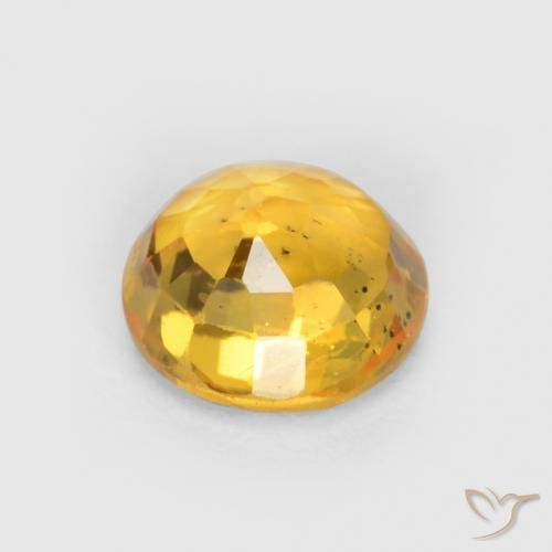 Zafiro Naranja dorado intenso natural de 0.55 ct, Redondo, VS-SI