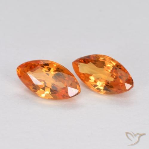 Gemas de Zafiro Naranja medio natural de 0.41 ct, Marquesa, VS