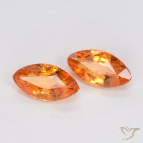 Gemas de Zafiro Naranja medio natural de 0.37 ct, Marquesa, VS