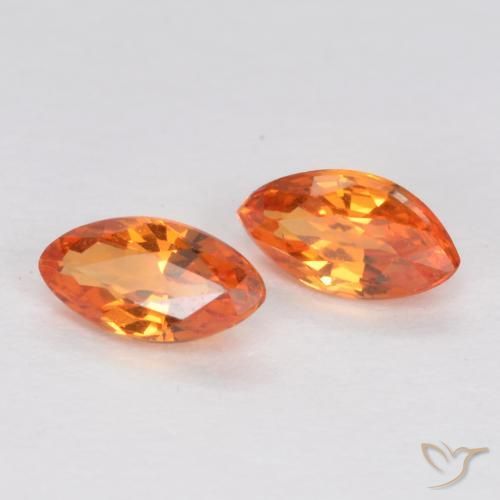 Gemas de Zafiro Naranja claro natural de 0.39 ct, Marquesa, VS