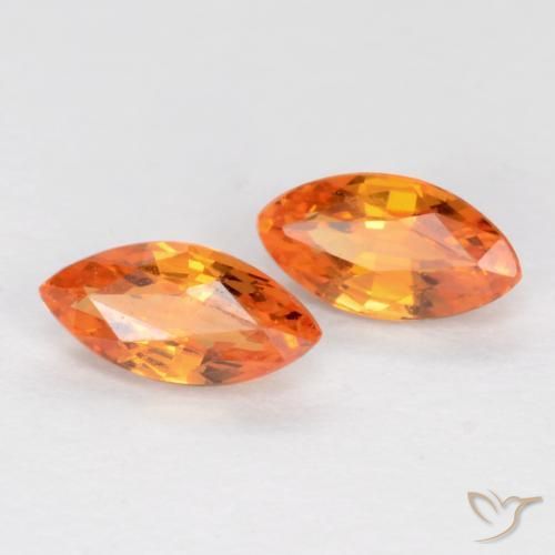 Gemas de Zafiro Naranja claro natural de 0.42 ct, Marquesa, VS