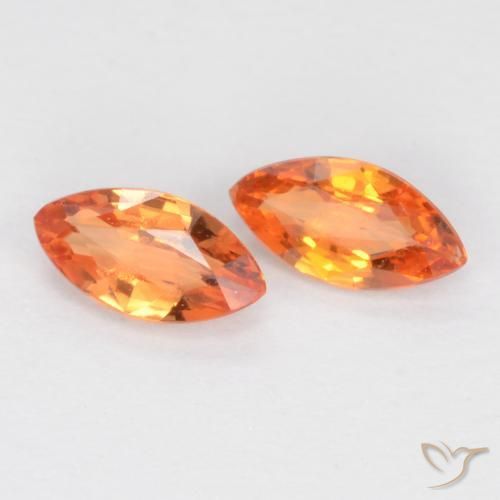 Gemas de Zafiro Naranja claro natural de 0.38 ct, Marquesa, VS