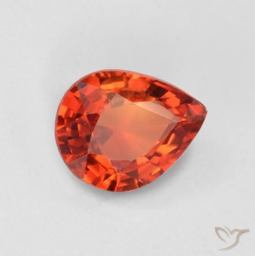 Zafiro Rojo medio natural de 0.42 ct, En forma de pera, VS