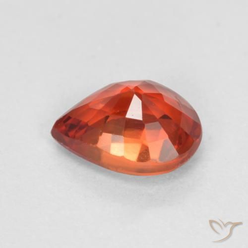Zafiro Rojo medio natural de 0.42 ct, En forma de pera, VS