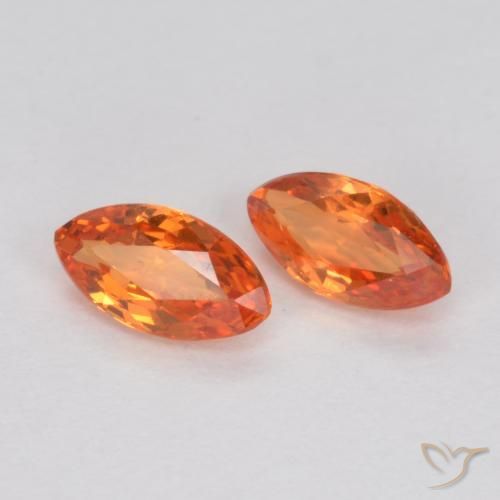 Gemas de Zafiro Naranja fuego natural de 0.40 ct, Marquesa, VS