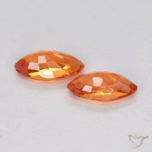 Gemas de Zafiro Naranja fuego natural de 0.40 ct, Marquesa, VS