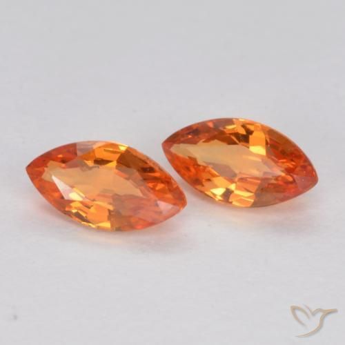 Gemas de Zafiro Naranja medio natural de 0.39 ct, Marquesa, VS