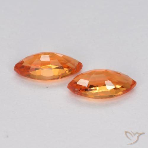 Gemas de Zafiro Naranja medio natural de 0.39 ct, Marquesa, VS