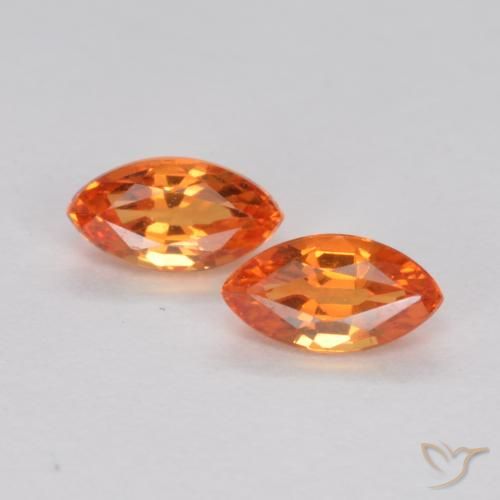 0.42ctw Natural Naranja fuego Zafiro, Marquesa, VS