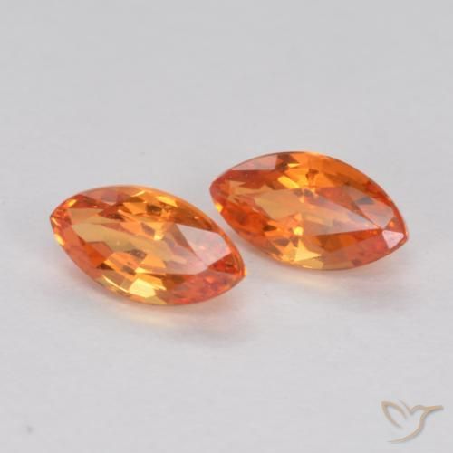 Gemas de Zafiro Naranja fuego natural de 0.42 ct, Marquesa, VS