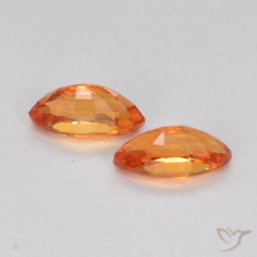 Gemas de Zafiro Naranja fuego natural de 0.42 ct, Marquesa, VS