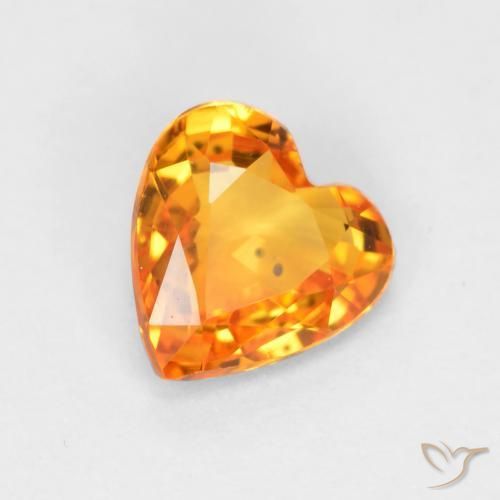 Zafiro Naranja albaricoque natural de 0.45 ct, Corazón, VS