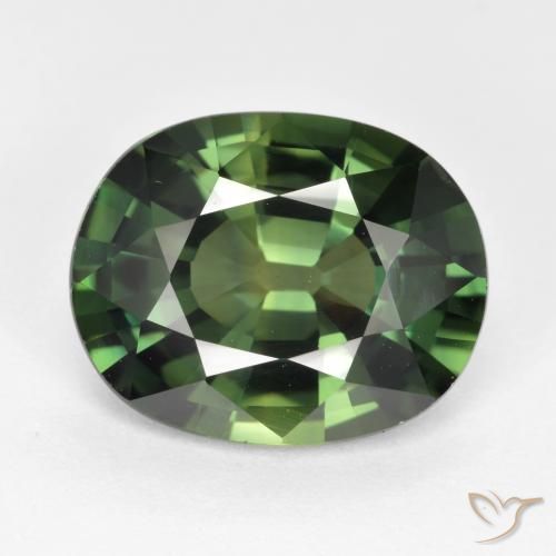 6.06ct Natural Verde terroso Zafiro, Ovalada, VVS