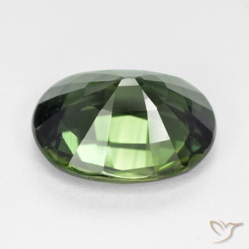 Zafiro Verde terroso natural de 6.06 ct, Ovalada, VVS