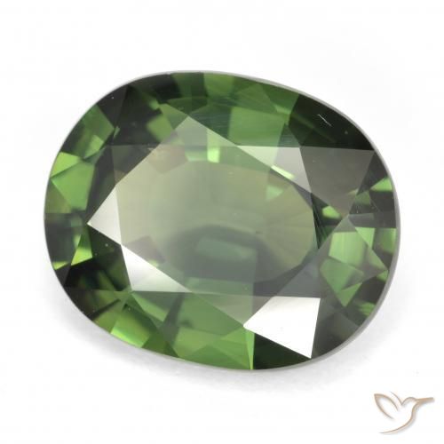 Zafiro Verde marrón natural de 6.03 ct, Ovalada, VVS-VS