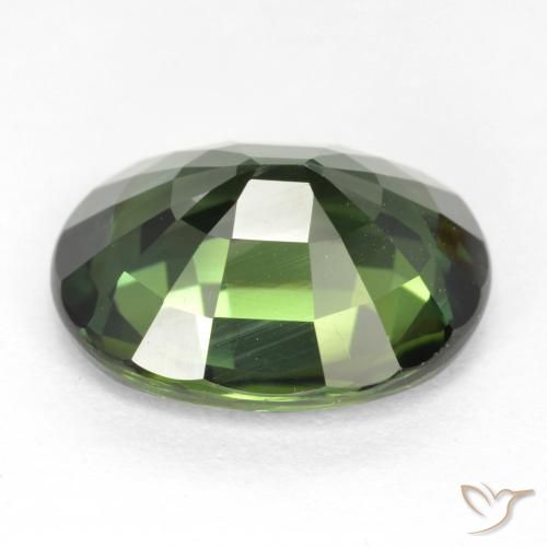 Zafiro Verde marrón natural de 6.03 ct, Ovalada, VVS-VS
