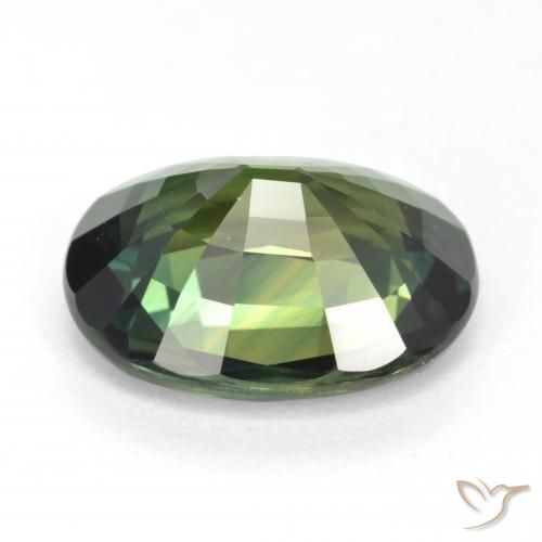 Zafiro Verde marrón natural de 5.17 ct, Ovalada, VVS